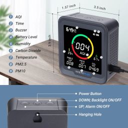 INKBIRDPLUS 6-in-1 Indoor Air Quality Monitor, Detects CO2, PM2.5, PM10, AQI, Temperature and Humidity with Alarm, for Rooms, Cellars, Grow Tents, Offices, etc. (PTH-9A) image 2