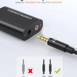 CableCreation USB Type C Audio Auxiliary Adapter, Type C External Stereo Sound Card with Headphone and Microphone Jack for Windows, Mac, Linux Extra,iPhone 15 Pro Max, Plug and Play image 1
