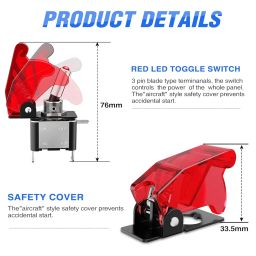 MODAXE 12V Racing Switch Panel Kit 3 in 1 Carbon Fiber Car Ignition Switch Panel Kit - Ignite Power & Control with Red Illuminated Start Button - Easy Installation image 4