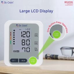 Dr. Odin BSX 516 Fully Automatic Digital Blood Pressure Monitor with Large LCD Display, Play & Oscillometric Method for Most Accurate Measurement, (Grey & White) image 2