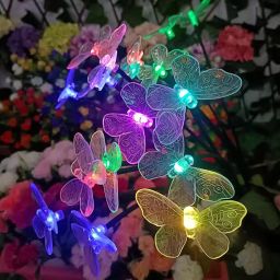 GIGAWATTS GW-910 8 LED Solar Butterfly String Light with 2V Panel 600mAh Battery BIS Approved IP65 Waterproof Fairy Lamp for Wedding Lawn Garden Yard Patio Decoration (1Pc, Multicolor) image 4
