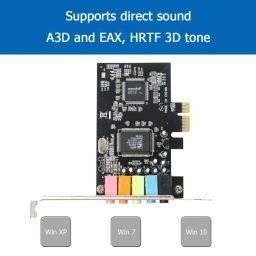 GODSHARK PCIe Sound Card, 5.1 Internal Sound Card for PC Windows 10 with Low Profile Bracket, 3D Stereo PCI-e Audio Card, CMI8738 Chip 32/64 Bit Sound Card PCI Express Adapter image 4
