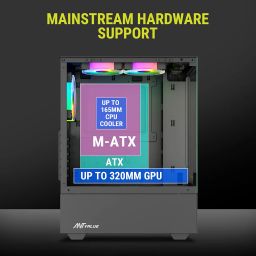 Ant Value CV100 Mid-Tower Computer Case/Gaming Cabinet – Black | Support ATX, M-ATX, ITX | Pre-Installed 2 Top & 1 Rear Rainbow Fans image 5