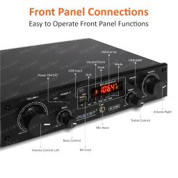 Dulcet DC-A50X 2 Channel Stereo Amplifier with Big LED Display/Bluetooth/MIC Input/USB/SD Card Slot/FM Radio/AUX Input/Remote Control & Built-in Equalizer with Bass, Treble & Balance Control image 1