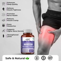 Magnesium Glycinate Supplement - 120 Veg Tablets, 1100mg Per Serving, High Absorption Chelated Form - Muscle & Nerve Health, Relaxation for Men & Women image 2