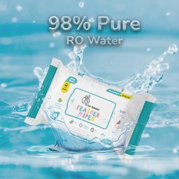 R for Rabbit Feather Aqua Baby Wipes Combo Travel Pack Of 40 Units | Pure Water Wet Wipes for Babies With Lid (Combo of 4 Packs) image 1