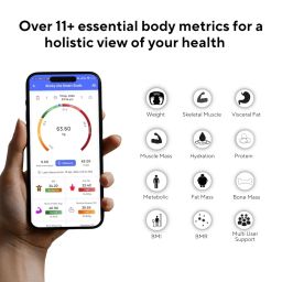 Lifetrons Slinky Lite Digital Body Weighing Smart Scale & Fat Analyzer to Measure Weight,Fat/BMI/Protein,Visceral Fat -Syncs with Android & iPhone app Includes Batteries with 2 Yrs Warranty (Black) image 1