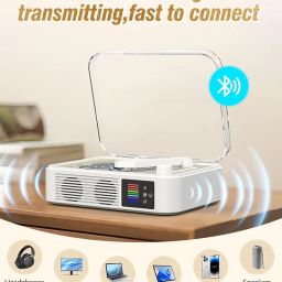 CD Player Portable Bluetooth LED Desktop Retro CD Players for Home with Speakers Rechargeble Battery Small Compact Vintage CD Player with Bluetooth Out & Input, USB, AUX Out, Remote Control image 3