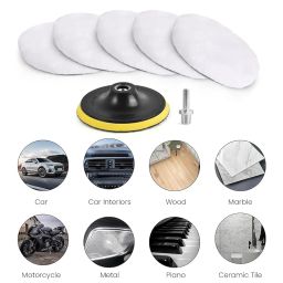 STHIRA® 7Pcs Wool Polishing Pads Waxing Buffing Pads 3 Inches Replacement Wool Polishing Pads Car Polishing Buffing Pads Universal Hook and Loop Wool Polishing Pads Buffing Pads for Waxing, Polishing image 2