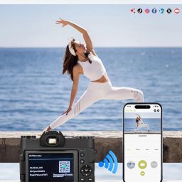 Digital Camera for Photography, 4K 56MP Vlogging Camera for YouTube with WiFi, 3-inch 180-degree Flip Screen, 16X Digital Zoom, 52mm Wide Angle & Macro Lens, 32GB TF Card and 2 Batteries image 2
