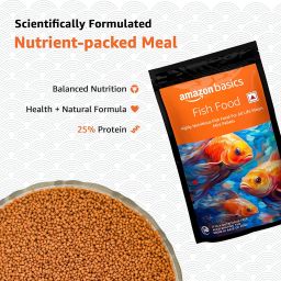 Amazon Basics Highly Nutritious Fish Food | 1 Kg | Mini Pellets | for All Life Stages image 1