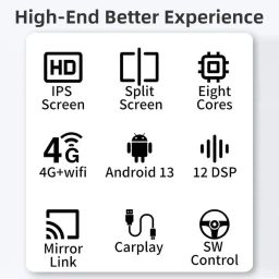10.1 Inch FHD Diamond Series 2K Car Android Stereo Touch Screen 2+32 4G WiFi Wireless Carplay Android Auto GPS Navigation Bluetooth 36 DSP Band... image 5