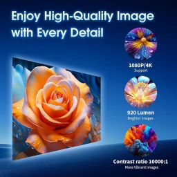 EYUVAA LABEL Lightbeam Smart Projector for Home Office with WiFi & Bluetooth, Support 1080P Resolution 3000 Lumen, Rotabable Design and Android 11 with Built-in Apps, 100 inches Max Display image 5