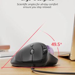 Nulea M509 Trackball Mouse Wired, Ergonomic Design, Easy Thumb Control, Precise & Smooth Tracking, 2-in-1 Interface (Type A &Type C), Compatible for PC, Laptop, Mac, Windows(Purple) image 2