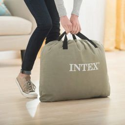 Intex Dura-Beam Plus Fiber-Tech Technology Series Deluxe Pillow Rest Raised Airbed with Soft Flocked Top for Comfort Built-in Pillow and Electric Pump Single Bed (39 x 75 x 16.5 inches) image 4