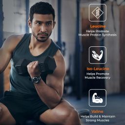FAST&UP BCAA Basic (45 Servings, Orange Flavour) BCAA Supplement Powder with 2:1:1 Ideal Ratio Leucine, Isoleucine & Valine-Pre/Post & Intra Workout Supplement For Recovery & Performance Boost, White image 1