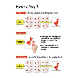 Play Panda Brain Booster Set 3 - 56 puzzles designed to boost intelligence with Magnetic shapes, Magnetic board, Puzzle book and Solution book image 3