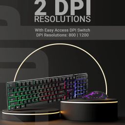 RAEGR RapidGear X30 Wired Gaming Keyboard and Mouse Combo 1200 DPI, LED Rainbow Backlit, Floating Keycaps with Breathing Lights Effect, Plug & Play | Compatible with PC/Laptop/Mac - Black RG10471 image 4