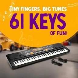 Gooyo Portable Musical Piano Keyboard with Microphone |61 Keys, 8 Rhythms, 8 Tones with 6 in-Built Demos & Song Record Feature|Black Color, Dual Power Supply Source: Micro USB Cable(Included) image 2