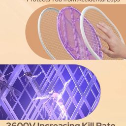 LEYANTO Mosquito Bat Rechargeable with UV Light Lamp, 2 in 1 Mosquito Killer Lamp, Mosquito Racket with Base Stand - 1200mAh Lithium-ion Battery Mosquito Swatter, Bug Zapper for Indoor and Outdoor image 2