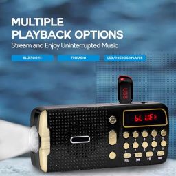 MZ M42VP (Portable Bluetooth Speaker) Dynamic Sound with Wireless FM & InBuilt Torch FM Radio (Black) image 2