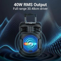 ZEBRONICS Thump 350 Trolley Party DJ Speaker, 40 Watts, Supports Bluetooth, USB, mSD, AUX, Karaoke Function, TWS, Wireless Mic, Up to 12h Backup, RGB Lights image 1