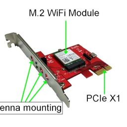 Ableconn PEXM2150E PCI Express x1 Adapter Card with M.2 Key E Socket - Support M2 E Key or A-E Key WiFi or Bluetooth Module image 3