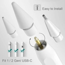 SIXFU Upgraded Replacement Tips for Apple Pencil, Metal Tips Set Precise Control for Apple Pencil USB C/ 2nd/ 1st Gen Apple Pen Nib(6 Pack),White image 1