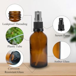 Happy Packaging 30ML Amber Round Empty Glass Botlle With Black Mist Spray and Over Cap| Refillable | Leak Proof For Essential Oils | Reusalble | DIY Perfumes | DIY serums (3) image 1