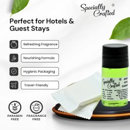 Specially Crafted® Hotel Soap Shampoo Kit (Pack of 50) - Hygienic White Pouch 10g Soap & 10ml Green Apple Shampoo bottle | Mini Hotel Amenities Morning Set | Hotel Bath Kit | GMP Certified & FDA Approved image 1