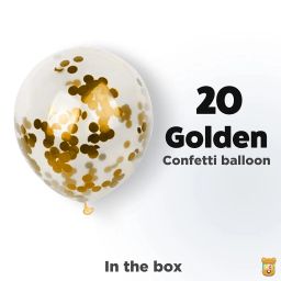 ITAF Golden Glitter Transparent Confetti Balloons For Balloon Garland/Birthday/Anniversary/Baby Shower/Bachelorette/Engagement & Cocktail Party Decorations - Pack of 20 image 1