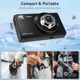 LEQTRONIQ 4K Digital Camera for Photography with 5X Optical Zoom, WiFi Vlogging Camera for YouTube with Autofocus, 64MP Compact Travel Camera with 32GB Card & 2 Batteries image 4