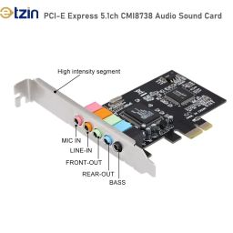 Etzin PCIe Sound Card for PC Windows,5.1 Internal Sound Card, 3D Stereo PCI-e Audio Card,CMI8738 Chip 32/64 Bit for Windows 7/8 and 32/64-bit PC with PCI-Express slot-EPL-749PC. image 2
