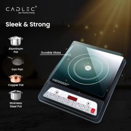 Cadlec CookMate_5 2000W Induction Cooktop with Crystal Glass | 7 Cooking Modes, Auto Shut-Off, Over-Heat Protection, LED Display, BIS Approved, 2-Year Warranty | Black image 1