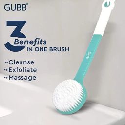 GUBB Bath Brush With Extended Handle - Dual Sided Exfoliating Brush for Cleansing, Gentle Exfoliation, and Invigorating Massage - Soft Nylon Bristles Ideal for Knees, Elbows, and Ankles - Spa-Quality Bathing Experience at Home image 1