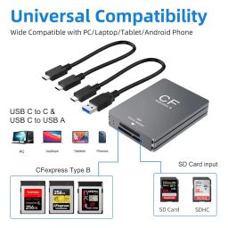 CFexpress Type A and SD SDHC SDXC Dual Slot 2 in 1 Card Reader USB 3.2 Gen 2 with Transfer up to 10GB/s Compact Slim Metal Body with Type C to C and Type C to A Cable Included (Type A) image 3