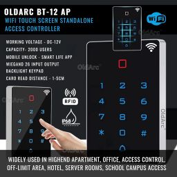 OldArc BT12 Wifi Door Access Control | Mobile App access control | Electric Door Lock Controller with Tuya App, PIN,Touch Keypad, RFID Card | door Lock app for Home Office | 12vDC Entry Gate Keypad image 3