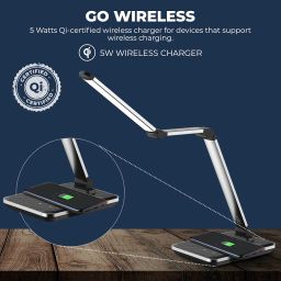iGear Orion Led Desk Lamp with Qi Wireless Charger 5 watts, Cool/Warm/Natural Light, adjustable brightness, eyesight protection, adjustable lamp arm, touch control, best use for Office and Study, material ABS and Aluminium finish(Black + silver), 1 Year Free replacement warranty on manufacturing defect. image 3