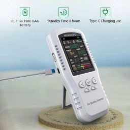 Air Quality Monitor, 8 in 1 Indoor Air Quality Meters, Formaldehyde Detector, Pollution Meter Sensor Detecting HCHO, PM2.5, TVOC, CO, CO2, AQI, Temperature and Humidity Tester image 5