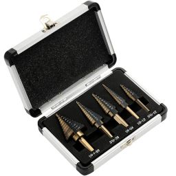 Harboan Step Drill Bits, 5PCS HSS Titanium Step Drill Bit Set, 50 Sizes Step Bits for Metal with Aluminum Case (5PCS Step Drill Bit Set) image 3