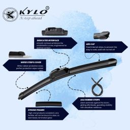 Kylo Perfect Fitting Frameless Windshield 100% Scratch Proof Cleaning Water Repellant Silicon Wiper Blades Suitable for HYUNDAI i10 D 22,P 16 (Set of 2) image 2