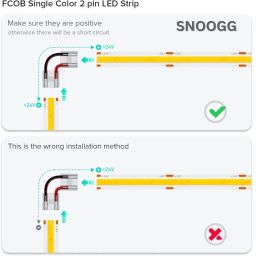 SNOOGG FCOB COB Transparent Connector Support FCOB 10mm Width 2 pin v+ v- Single Color LED Strip Corner Connection. Strip to 2pin, 2pin to 2 pin Wire Connection (15) led Strip Adapter Extension image 1