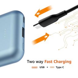 Amazon Basics 10000 mAh 22.5W Ultra Fast Charging Power Bank | Type C Power Delivery (Input& Output) | Quick Charge | Two-Way Fast Charging | Made in India (Blue) image 5