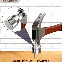 Buildskill Hammer 8 Oz, Forged Steel Head for Superior Strength & Durability, Fibreglass Handle, Carpenter Tools, With Magnetic Tip for Easy Use, 2 in 1 Combination Claw & Flat Head image 4