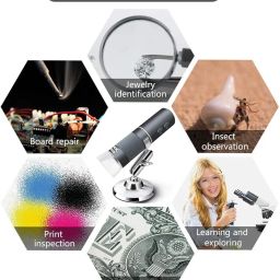 Mini USB Digital Handheld Microscope Wireless Endoscope Camera with 40 to 1000X Magnification Phone Suction, Metal Stand, Set of 8 LED and WiFi Compatible with iPhone iPad Mac Window Android image 1