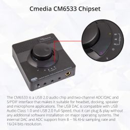 Syba Sonic 24bit 96KHz USB DAC Stereo Headphone Amplifier 2 Stage EQ Digital/Coaxial Output and RCA Output SD-DAC63116 image 2
