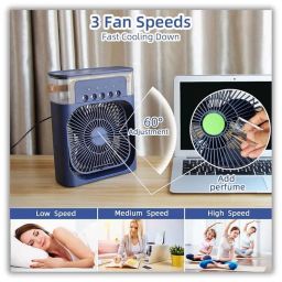 Drumstone 𝟏𝟓 𝐘𝐞𝐚𝐫𝐬 𝐖𝐚𝐫𝐫𝐚𝐧𝐭𝐲 Portable Air Conditioner Cooler, Mini Evaporative Cooler with 7 Colors LED Light, 1/2/3 H Timer, 3 Wind Speeds and 3 Spray Modes for Your Desk_Multicolor image 1