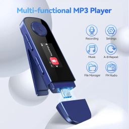 64GB USB MP3 Player with Bluetooth, AGPTEK U5PL 2 in 1 Type-C & USB Music Player with Clip, FM Radio, Recording, Support Mobile Phone Connection(Dark Blue) image 2