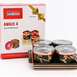 Decorative Storage Containers Set with Lids, Black and Rose Gold, 5 Pieces with Matching Tray image 1