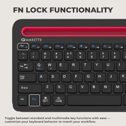 Amkette [New & Improved Optimus Pro Multi Device (4in1) Rechargeable Wireless Keyboard/Bluetooth Keyboard | One Click Device Switching & AI Access for MacOS & Windows | Tablet & Phone Holder (Black) image 5